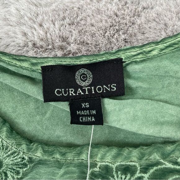 NWT Curations HSN green embroidered tank size XS - Picture 8 of 12